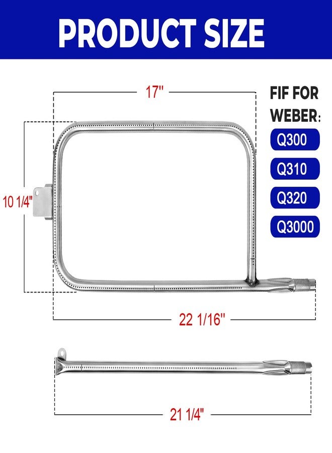 GGC أنبوب موقد شواء GGC لشوايات ويبر من سلسلة Q300 وQ320 وQ3000 وQ3200، مصنوع من الفولاذ المقاوم للصدأ، طقم أنبوب موقد شواء بديل لشوايات ويبر 404341 و57060001 و586002 - Image 2